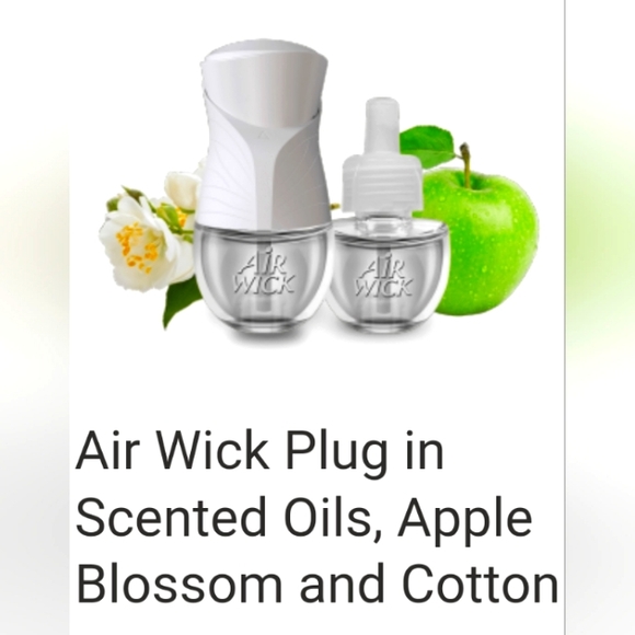 🍏 Air Wick Essential Oils Warmer & Plug-in Fragrance  Apple Blossom & Cotton - Picture 2 of 3